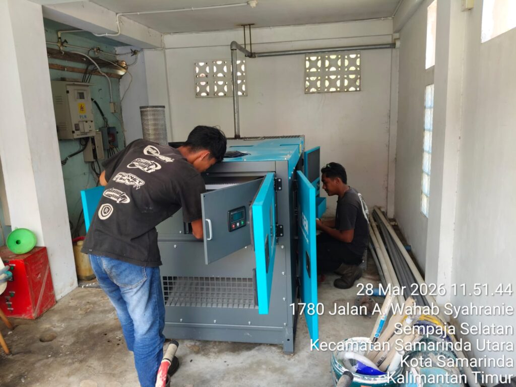 Kondisi genset apartemen di Samarinda setelah maintenance rutin selesai